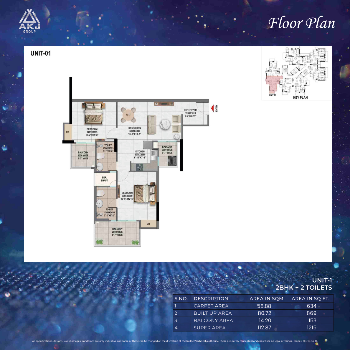 AKJ Flora Homez 1215 sq ft apartment floor plan