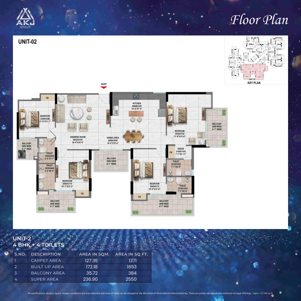 AKJ Flora Homez 2550 sq ft apartment floor plan